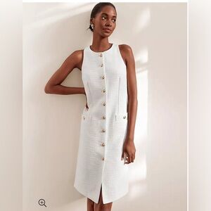 NEW Ann Taylor Petite Tweed button pocket halter dress 4petite